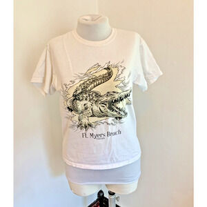 VTG 90 2000 y2k Crocodile Alligator Ft Myers Beach Florida Baby Graphic Tee Shir